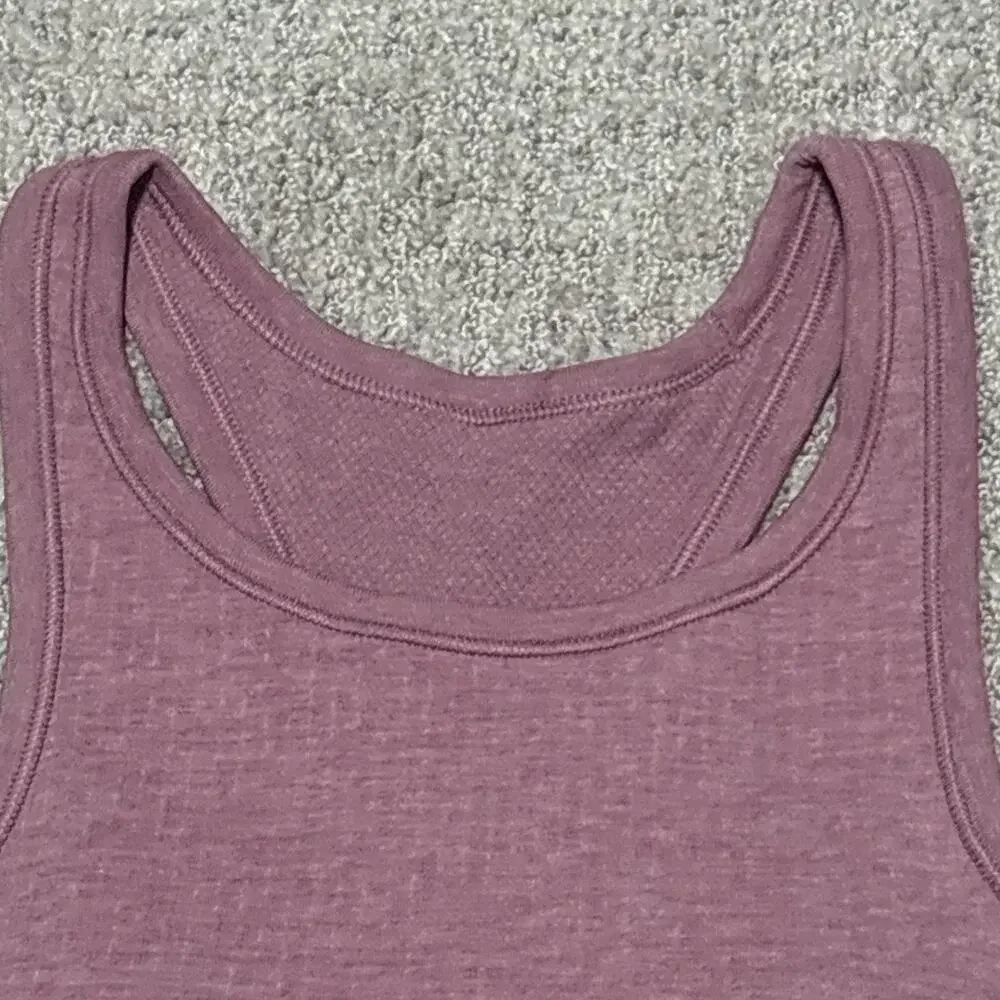 Lululemon Women’s Ebb to Street Cropped Mauve Ribbed Racerback Tank Top Size 8